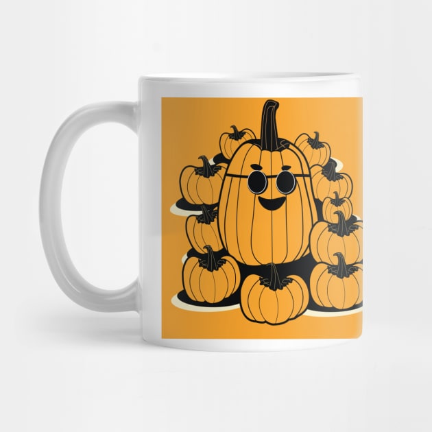 Smiling Pumpkin With Sunglasses and Friends | Halloween | Thanksgiving by KnockingLouder